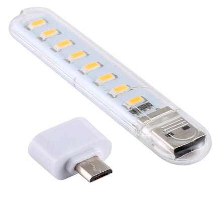 8LEDs 5V 200LM USB LED Book Light Portable Night Light, with Micro Adapter(Warm White)-garmade.com