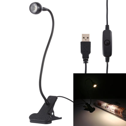 3W 360 Degree Rotation USB Metal Flexible Neck Warm White Light LED Light with Switch & Clip(Black)-garmade.com