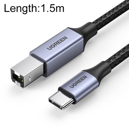 Ugreen Type-C / USB-C to Type-B Printer Nylon Braid Connect Data Cable, Length: 1.5m-garmade.com