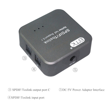 EMK 1 Input 3 Output Digital Optical Audio SPDIF Toslink Splitter Adapter (Silver Grey)-garmade.com