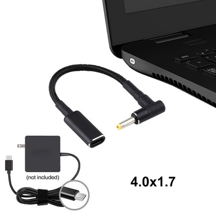4.0 x 1.7mm Elbow to USB-C / Type-C Adapter Nylon Braid Cable-garmade.com