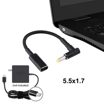 4.8 x 1.7mm Elbow to USB-C / Type-C Adapter Nylon Braid Cable-garmade.com