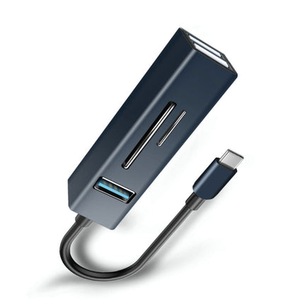 15102 5 in 1 USB-C / Type-C to USB3.0 + SD / TF Card Reader HUB Adapter (Blue)-garmade.com
