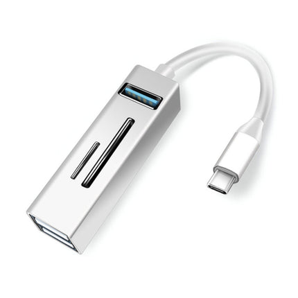 15102 5 in 1 USB-C / Type-C to USB3.0 + SD / TF Card Reader HUB Adapter (Silver)-garmade.com