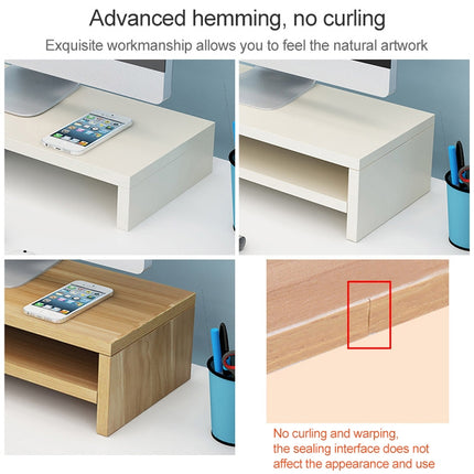 2 Layers Wooden Monitor Stand PC Computer Screen Monitor Riser, B Version (White)-garmade.com