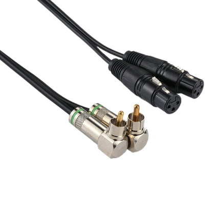 2 RCA Elbow Male to 2 x 3 Pin XLR CANNON Female Audio Connector Adapter Cable for Microphone / Audio Equipment, Total Length: about 34cm-garmade.com