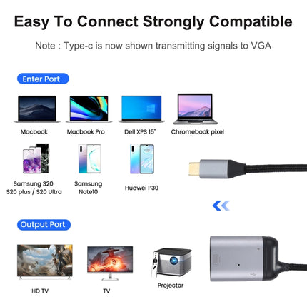 4K UHD USB-C / Type-C to VGA + PD Data Sync Adapter Cable-garmade.com