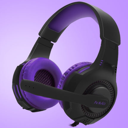 SADES AH-68 3.5mm Plug Wire-controlled E-sports Gaming Headset with Retractable Microphone, Cable Length: 2m(Black purple)-garmade.com