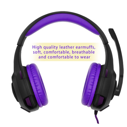 SADES AH-68 3.5mm Plug Wire-controlled E-sports Gaming Headset with Retractable Microphone, Cable Length: 2m(Black purple)-garmade.com