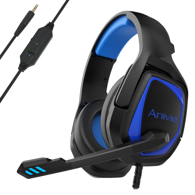 SADES MH602 3.5mm Plug Wire-controlled E-sports Gaming Headset with Retractable Microphone, Cable Length: 2.2m(Black Blue)-garmade.com
