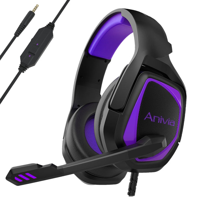 SADES MH602 3.5mm Plug Wire-controlled E-sports Gaming Headset with Retractable Microphone, Cable Length: 2.2m(Black purple)-garmade.com