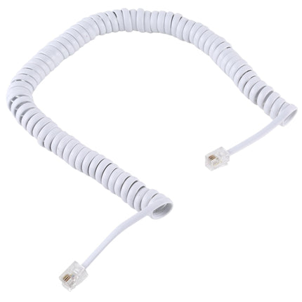 4 Core Male to Male RJ11 Spring Style Telephone Extension Coil Cable Cord Cable, Stretch Length: 2m(White)-garmade.com