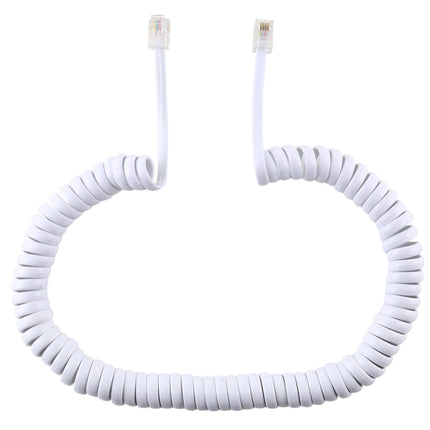 4 Core Male to Male RJ11 Spring Style Telephone Extension Coil Cable Cord Cable, Stretch Length: 2m(White)-garmade.com