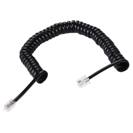 4 Core Male to Male RJ11 Spring Style Telephone Extension Coil Cable Cord Cable, Stretch Length: 2m(Black)-garmade.com