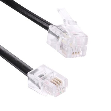 4 Core Male to Male RJ11 Spring Style Telephone Extension Coil Cable Cord Cable, Stretch Length: 2m(Black)-garmade.com