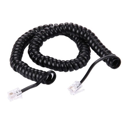 4 Core Male to Male RJ11 Spring Style Telephone Extension Coil Cable Cord Cable, Stretch Length: 3m(Black)-garmade.com