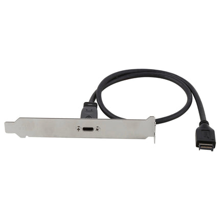 50cm Panel Bracket Header USB-C / Type-C Female to USB 3.1 Type-E Extension Wire Connector Cord Cable-garmade.com