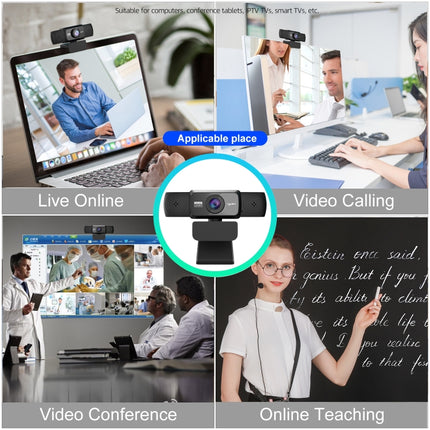 HXSJ S5 1080P Adjustable HD Auto Focus Video Webcam PC Camera with Microphone (Black)-garmade.com