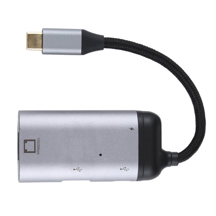 Type-C / USB-C Male to RJ45 Female + Type-C / USB-C Female + USB Female Adapter Converter-garmade.com