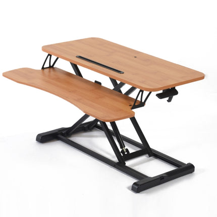 Foldable Standing and Liftable Computer Desk Workbench(Bamboo Wood Grain Color)-garmade.com