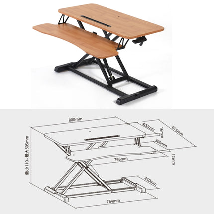 Foldable Standing and Liftable Computer Desk Workbench(Bamboo Wood Grain Color)-garmade.com
