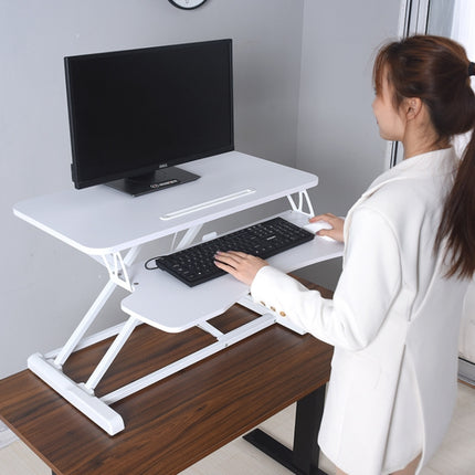 Foldable Standing and Liftable Computer Desk Workbench(White)-garmade.com