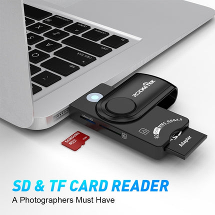 ROCKETEK CR310 USB 2.0 + TF Card + SD Card + SIM Card + Smart Card Multi-function Card Reader-garmade.com