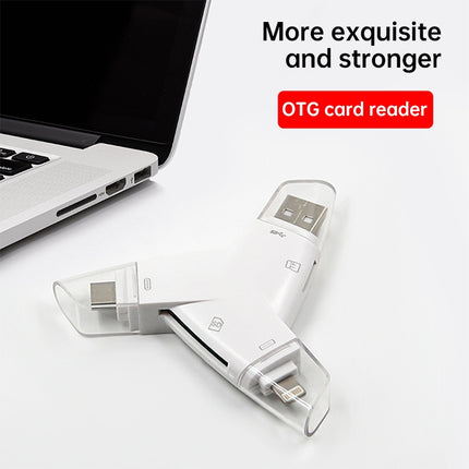 919 3 in 1 USB + USB-C / Type-C + 8 Pin Interfaces TF / SD Card Reader with OTG-garmade.com