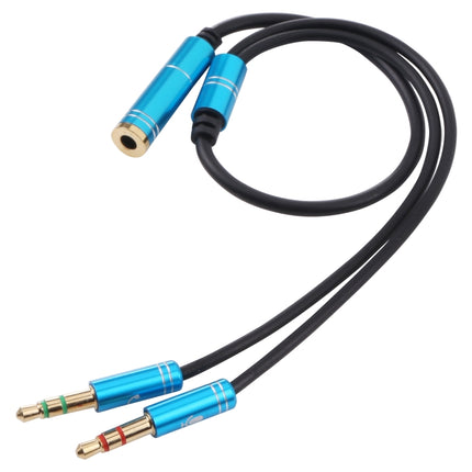 3.5mm Female to 2 x 3.5mm Male Adapter Cable(Blue)-garmade.com