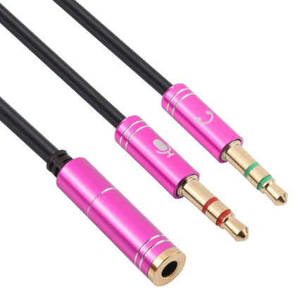 3.5mm Female to 2 x 3.5mm Male Adapter Cable(Rose Red)-garmade.com