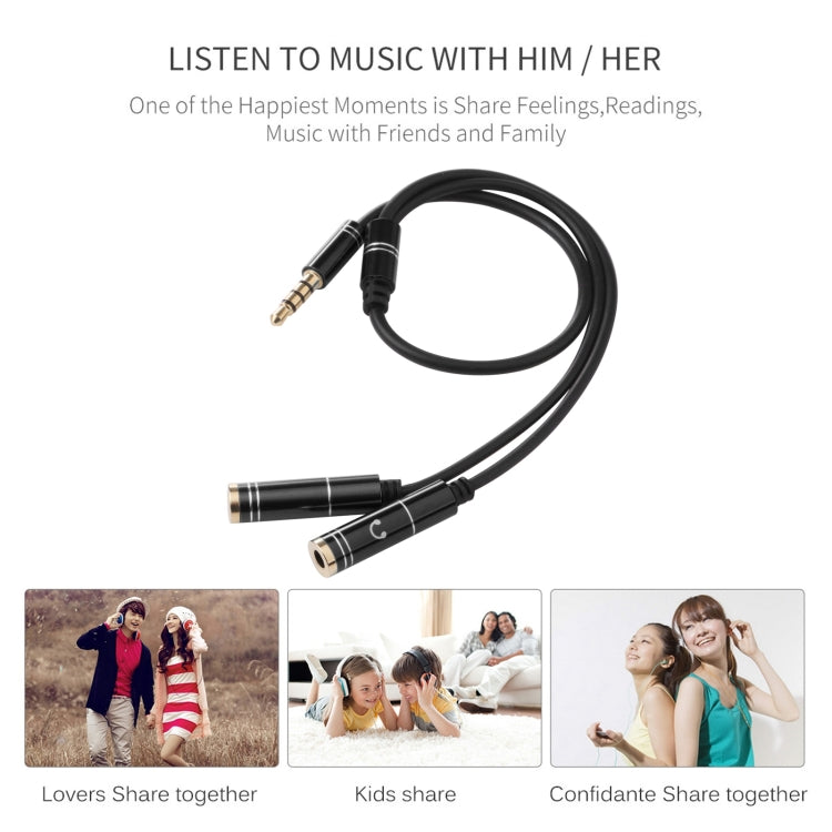 2 x 3.5mm Female to 3.5mm Male Adapter Cable(Black)-garmade.com
