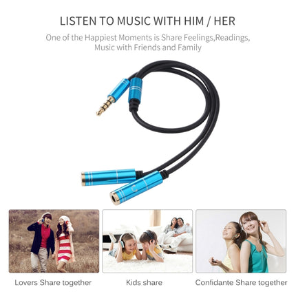 2 x 3.5mm Female to 3.5mm Male Adapter Cable(Blue)-garmade.com