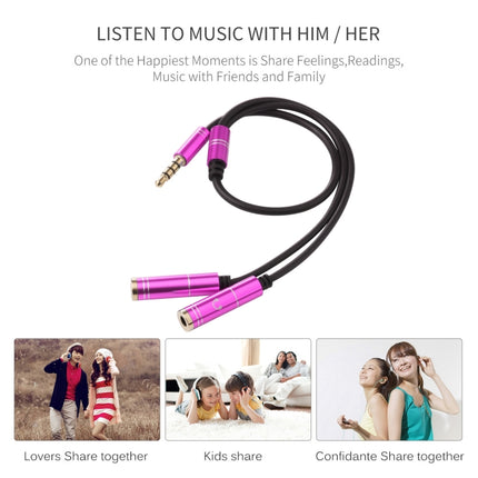 2 x 3.5mm Female to 3.5mm Male Adapter Cable(Rose Red)-garmade.com