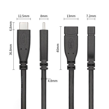 USB 3.1 Type-C / USB-C Male to Type-C / USB-C Female Gen2 Adapter Cable, Length: 20cm-garmade.com