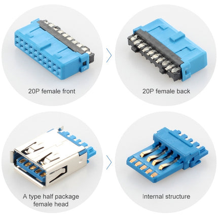 USB3.0 20P F/2AF PCI Rear Baffle Cable (Blue)-garmade.com