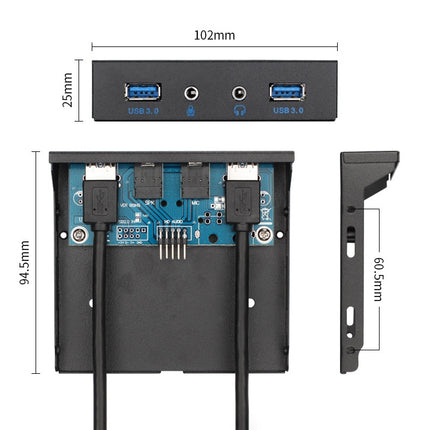 2 Ports + HD-AUDIO USB 3.0 Front Panel Data Hub-garmade.com