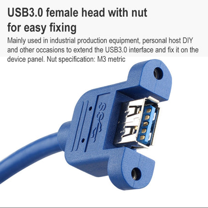 USB 3.0 Male to Female Extension Cable with Screw Nut, Cable Length: 60cm-garmade.com