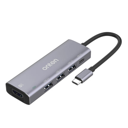 Onten OT-95123 5 in 1 Multifunctional Type-C + USB + HDMI Docking Station, Cable Length: 145mm (Silver)-garmade.com