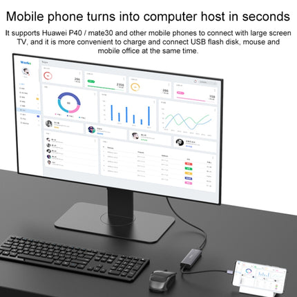 Onten OT-95123 5 in 1 Multifunctional Type-C + USB + HDMI Docking Station, Cable Length: 145mm (Silver)-garmade.com