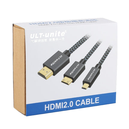 ULT-unite Gold-plated Head HDMI 2.0 Male to Male Nylon Braided Cable, Cable Length: 2m(Black)-garmade.com