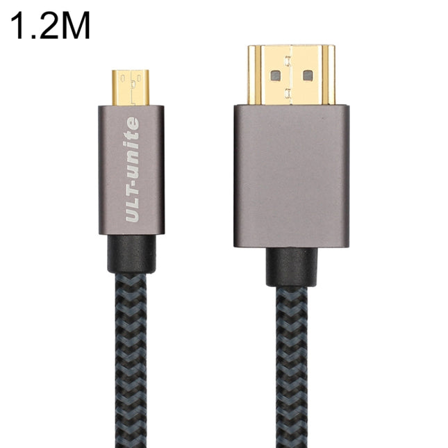 ULT-unite Gold-plated Head HDMI Male to Micro HDMI Male Nylon Braided Cable, Cable Length: 1.2m (Black)-garmade.com