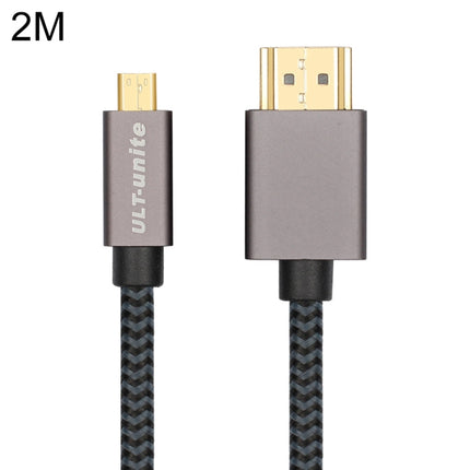 ULT-unite Gold-plated Head HDMI Male to Micro HDMI Male Nylon Braided Cable, Cable Length: 2m(Black)-garmade.com