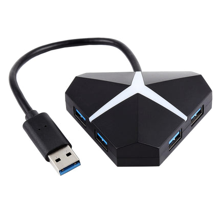 5Gbps Super Speed 4 Ports USB 3.0 HUB Adapter, Cable Length: about 20cm(Black)-garmade.com