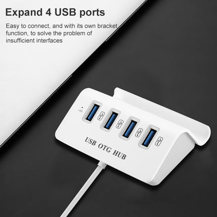 H-506 4 in 1 Micro USB / USB to 4 USB 2.0 Interface OTG Docking Station HUB with Stand Function-garmade.com