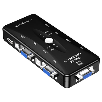 KSW-401V 4 VGA + 3 USB Ports to VGA KVM Switch Box with Control Button for Monitor, Keyboard, Mouse, Set-top box-garmade.com
