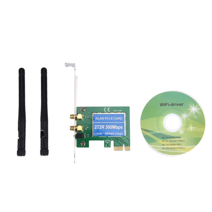 300Mbps PCI Express Wireless LAN Network Adapter Card with 2 Antennas, IEEE 802.11b / 802.11g / 802.11n Standards-garmade.com