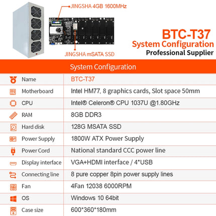 BTC-T37 System Configuration Professional Mining Motherboard-garmade.com