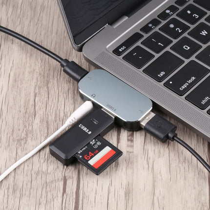 4 in 1 USB-C / Type-C Male to USB-C / Type-C + 3.5mm AUX + USB 3.0 + USB Female Adapter-garmade.com