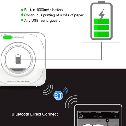 PAPERANG P1 Portable ABS Bluetooth 4.0 Printer Thermal Photo Phone Wireless Connection Printer-garmade.com
