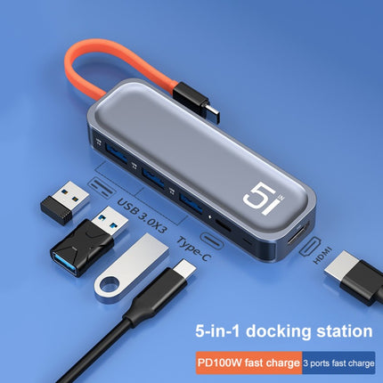 ROCK TR21 USB-C / Type-C to HDMI + USB3.0 x 3 + PD 4K 60Hz 5 in 1 Docking Station-garmade.com